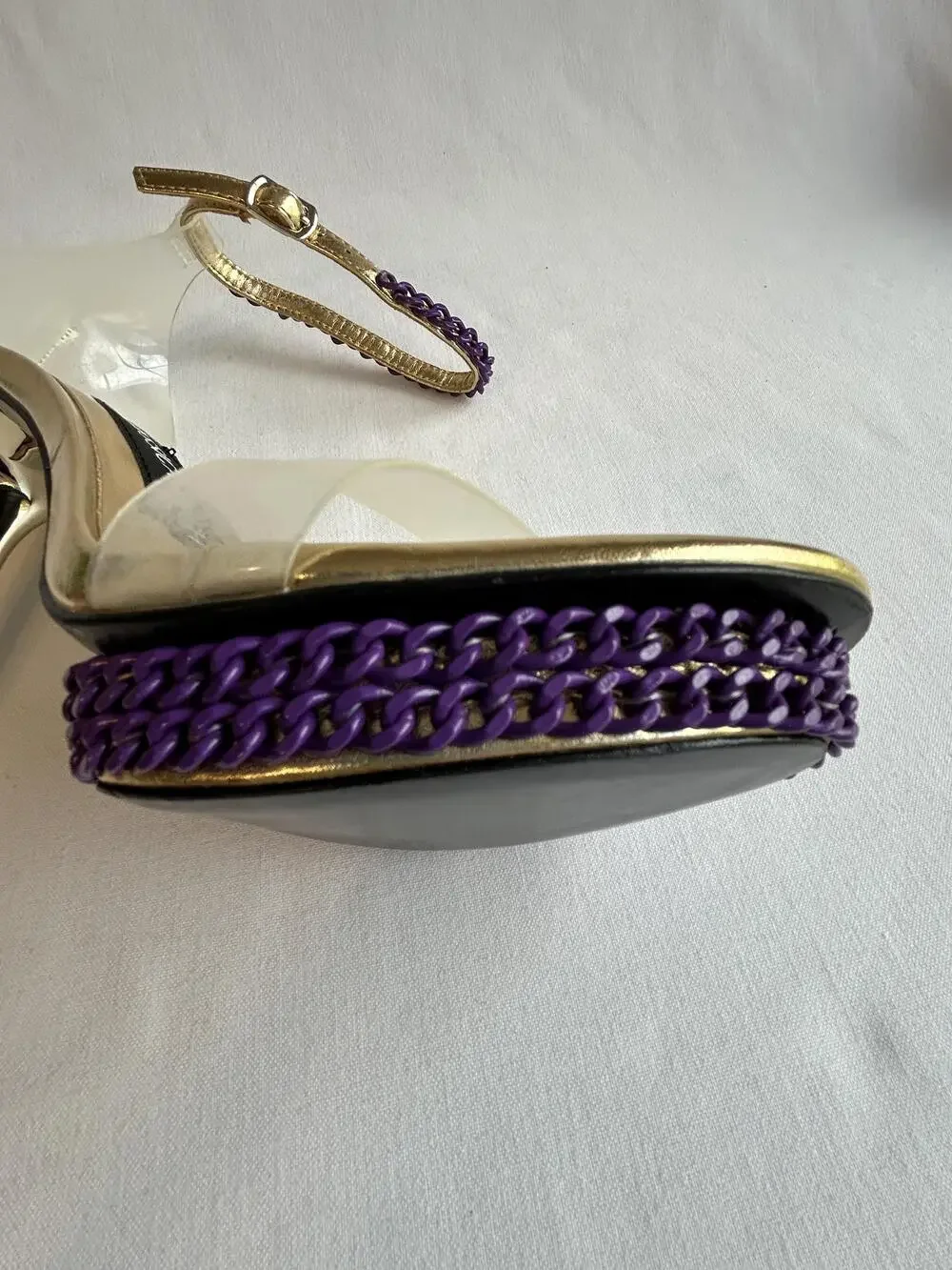 Jessica Rich Shoes Womens Size 36 Platform High Heel Sandals Chain Clear Purple